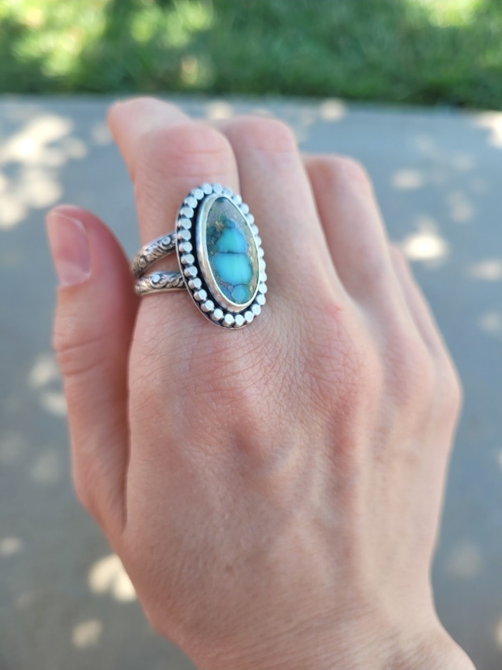 Handmade Desert Bloom Variscite Statement Ring!